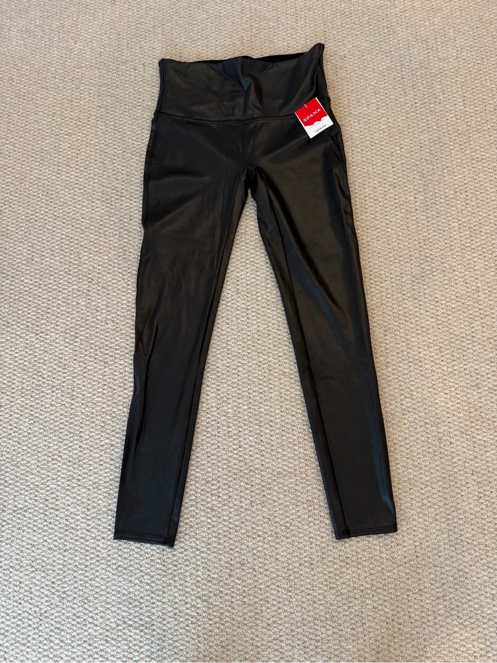 SPANX Black Faux Leather Leggings NWT Size Large